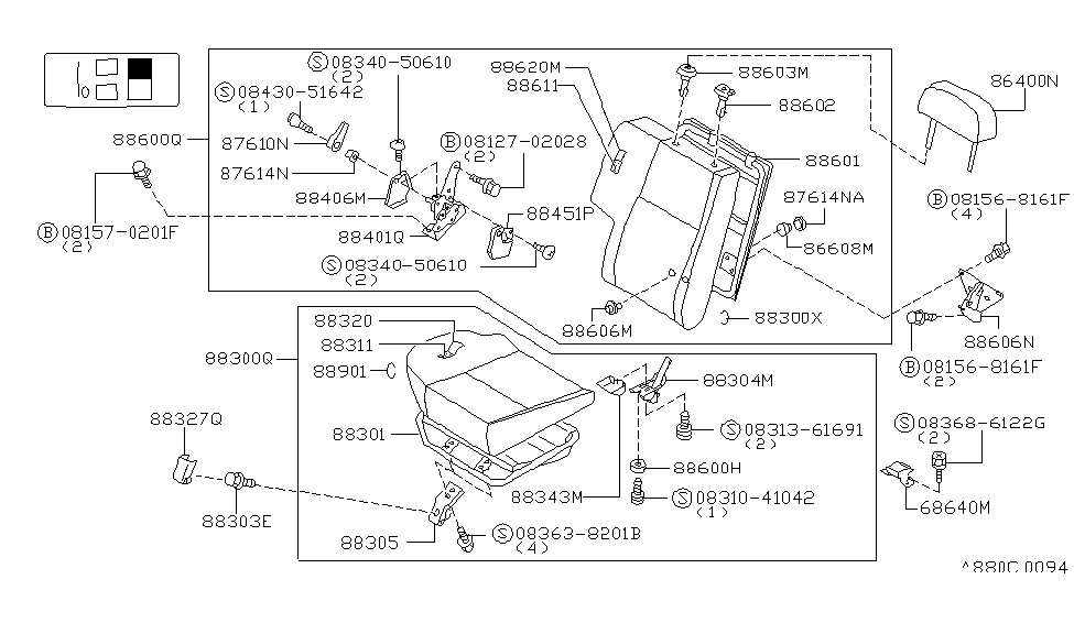 Nissan 88300-4W802 Cushion Assy-Rear Seat,RH