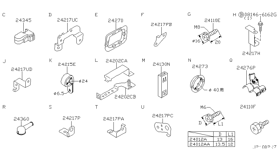 Nissan 24239-5W960 Bracket-Harness Clip