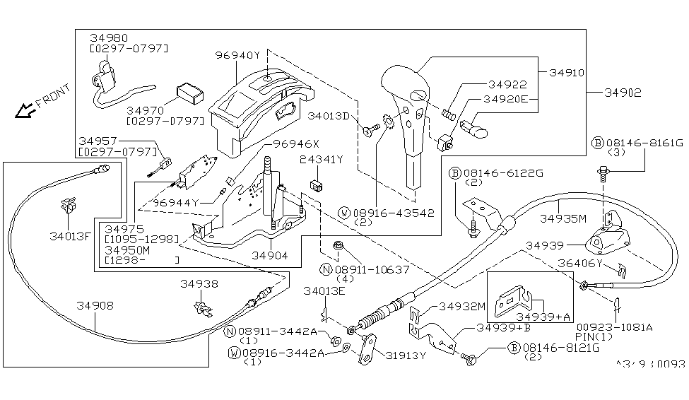 Nissan 34971-0W700 Bracket-Select Lock SOLENOID