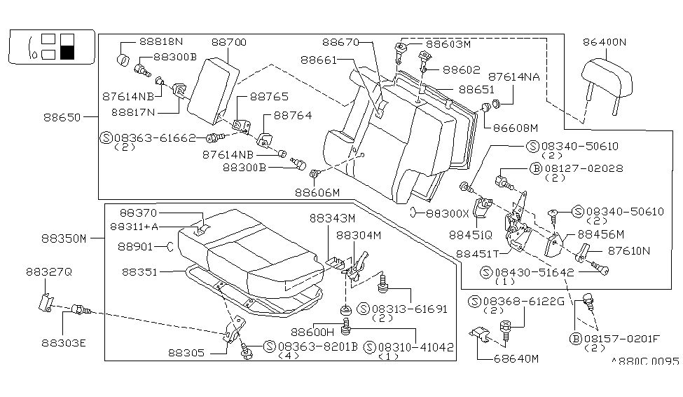 Nissan 88661-0W010 Pad-Rear Seat Back,L