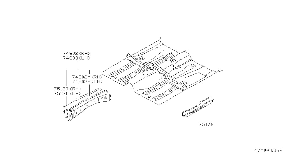 75113-01E30 Nissan Member-Side,Front Outer LH