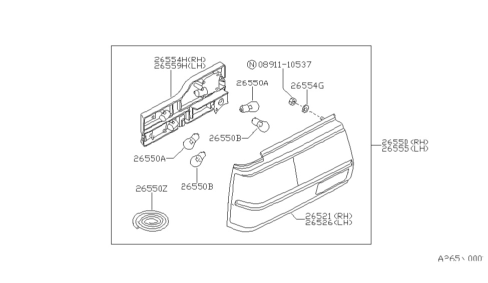 Nissan 26551-D4560 Cover Combination Lamp RH