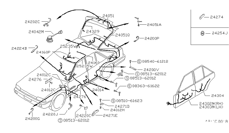 Nissan 24222-D3500 Clip-Wiring Harness A