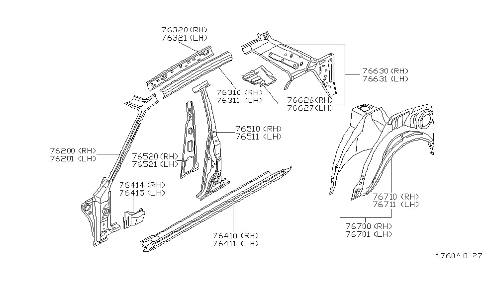 79430-D4000 Nissan Panel-Side Parcel Shelf RH