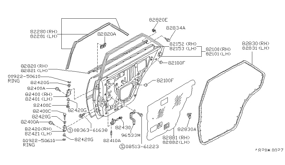Nissan 82100-D4530 Door Rear RH
