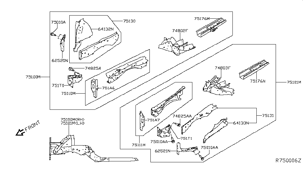 Nissan G5110-9UFMA Member Assy-Front Side,RH