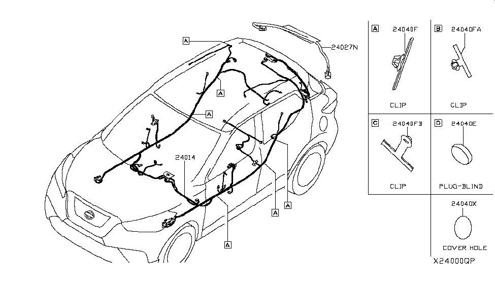 Nissan 24228-C9911 Clip-Wiring Harness