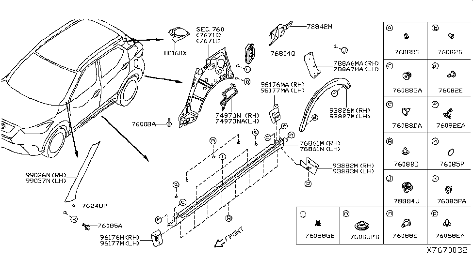 Nissan 788A7-5RL1A Bracket-Bumper Side Mounting,LH