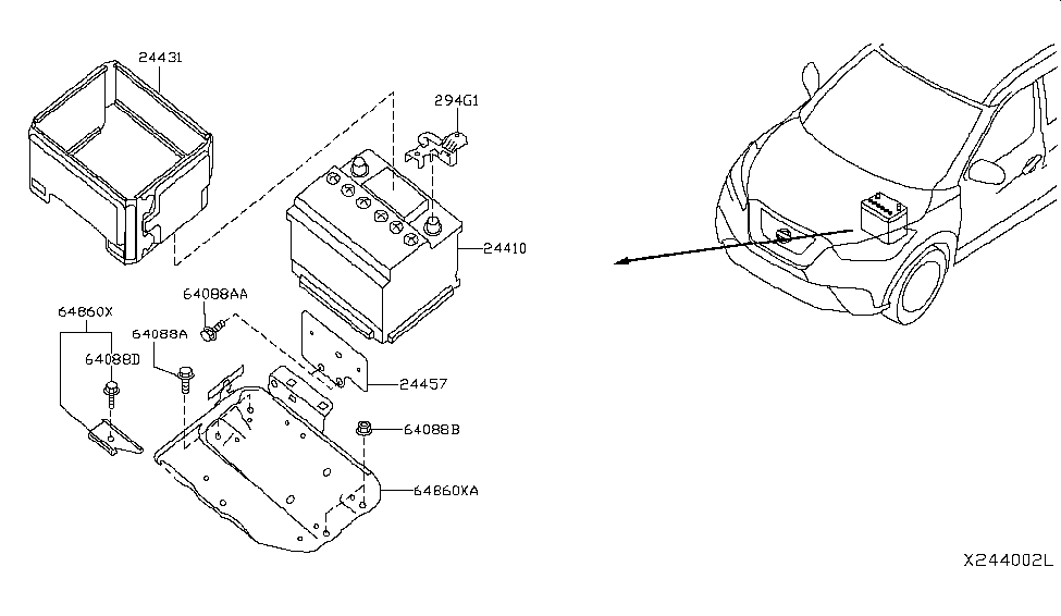 Nissan 64860-5RB1H Bracket Assembly-Battery Mounting