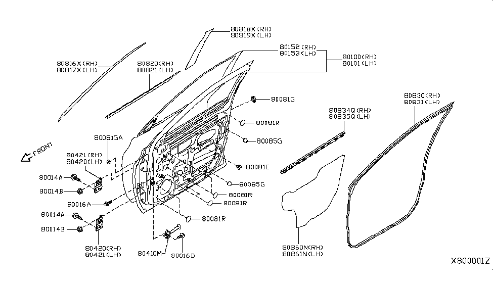 Nissan 80861-5RB0A Screen-Sealing,Front Door LH