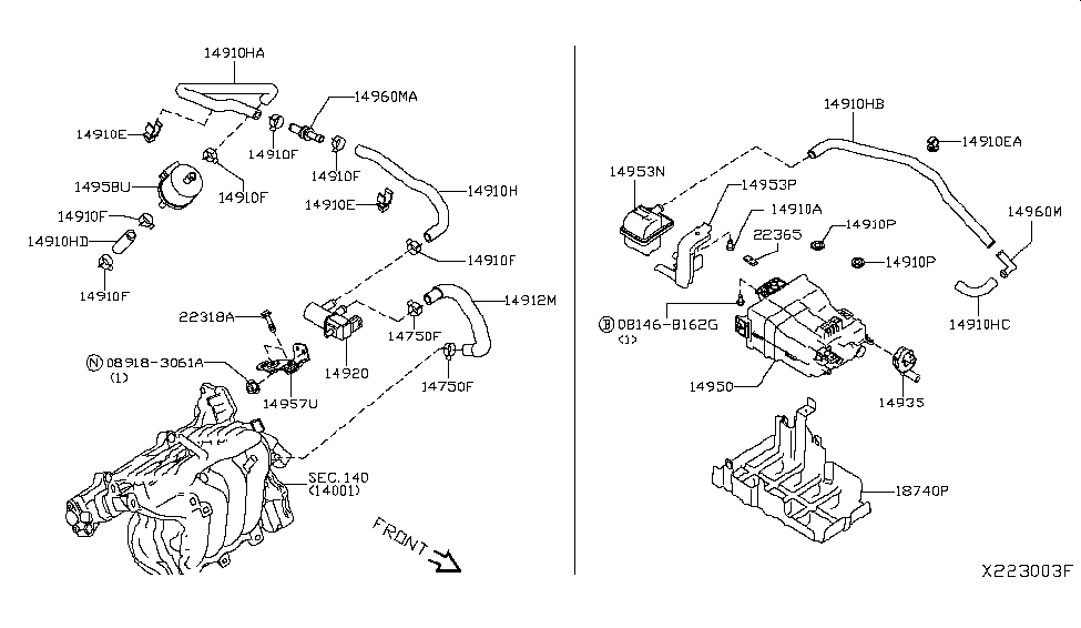 Nissan 14960-5RL0A Connector-Anti Evaporation System