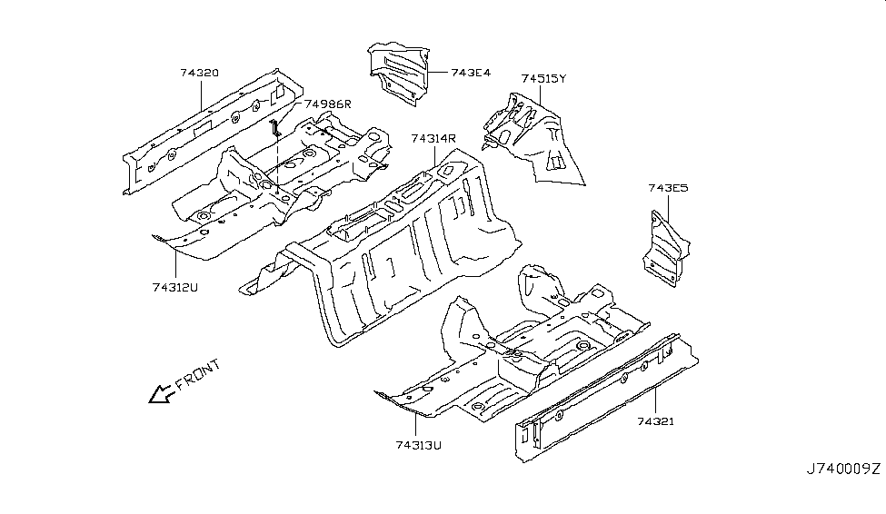 Nissan 74985-JF00A Bracket-Carpet,Front