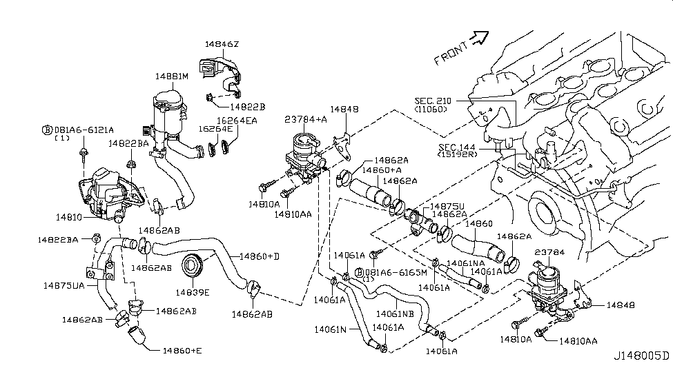 Nissan 14860-JF02A Hose-Air