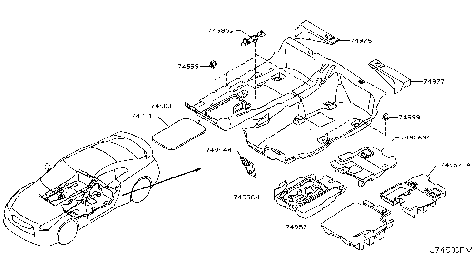 Nissan 74957-JF10A Spacer-Floor Side,LH