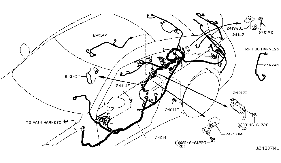 Nissan 24239-JF03B Bracket-Harness Clip