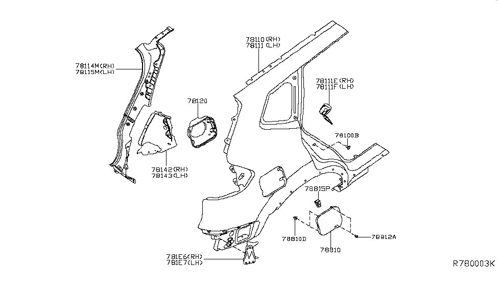 Nissan 781E7-4CC0A Extension Assy-Rear Fender,Lower LH