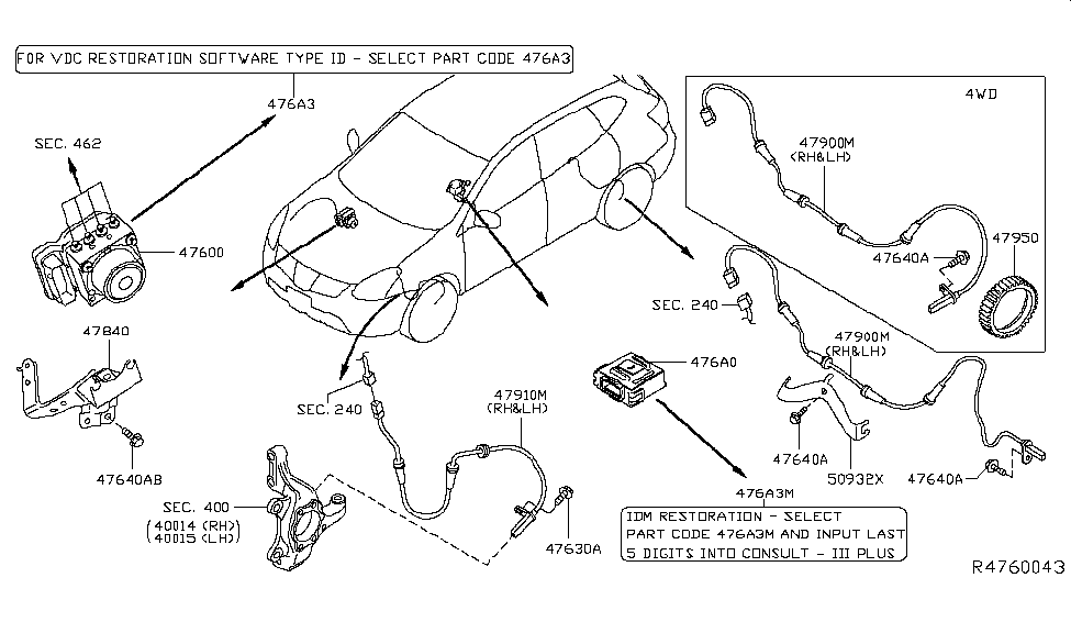 Nissan 50932-4315R Bracket-Abs Sensor