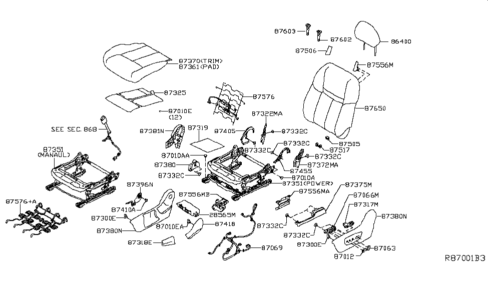 Nissan 87556-4BT4A Bracket Assembly - Front Seat, LH