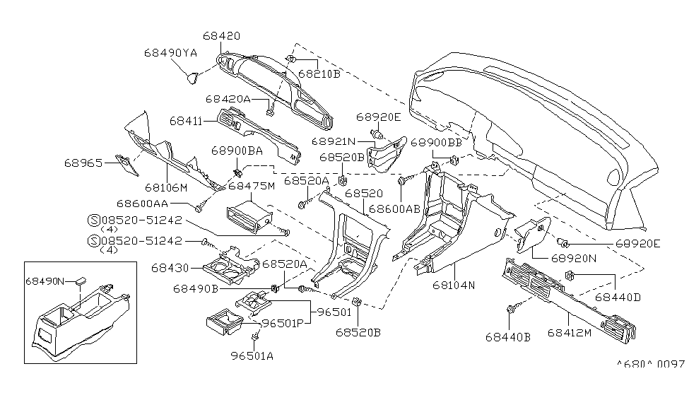 Nissan 68411-1E410 FINISHER-Instrument,A