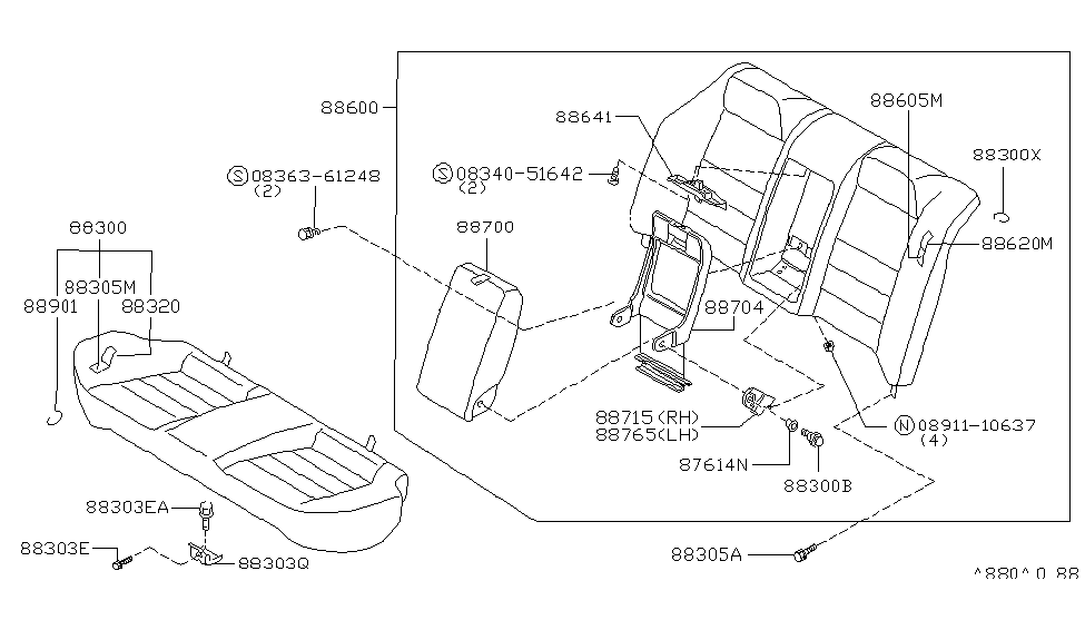 Nissan 88300-2E204 Cushion Assy-Rear Seat