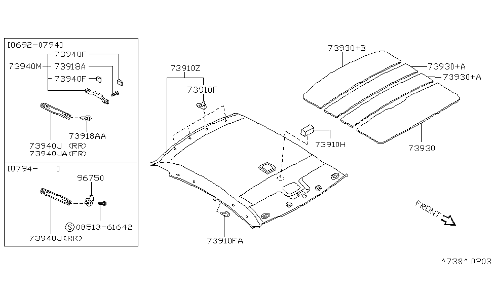 Nissan 73931-4E100 INSULATOR-Roof