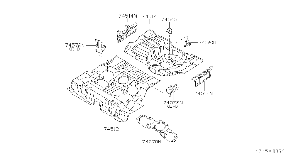 Nissan 74521-0E000 Support Assy-Rear Seat Back