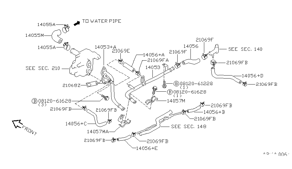 Nissan 14076-1E410 Bracket-Heater Pipe