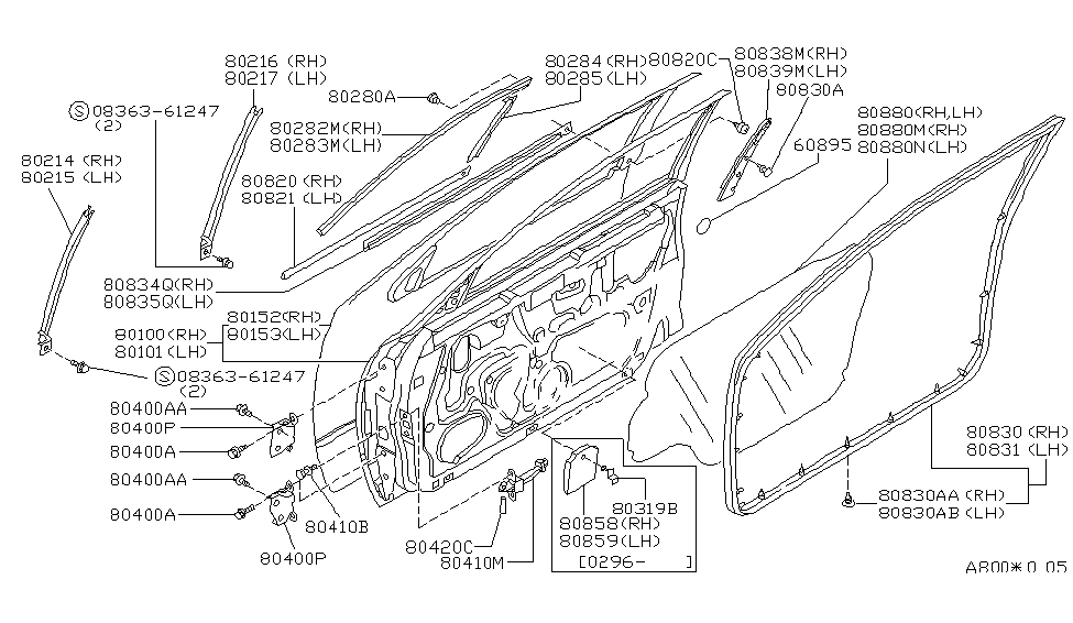 Nissan 80284-1E400 Moulding-Front Door Sash,Rear RH