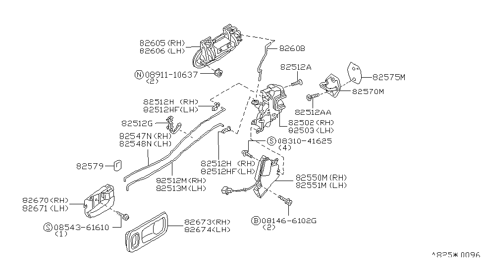 Nissan 82513-0E700 Rod-Lock Knob,LH