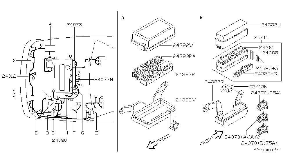 Nissan 24235-0E000 Bracket-Fusible Link Holder