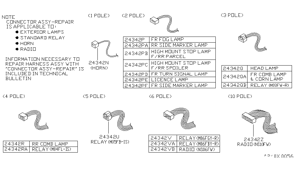 Nissan B4344-0CFW0 Connector Assy-Harness Repair,4P