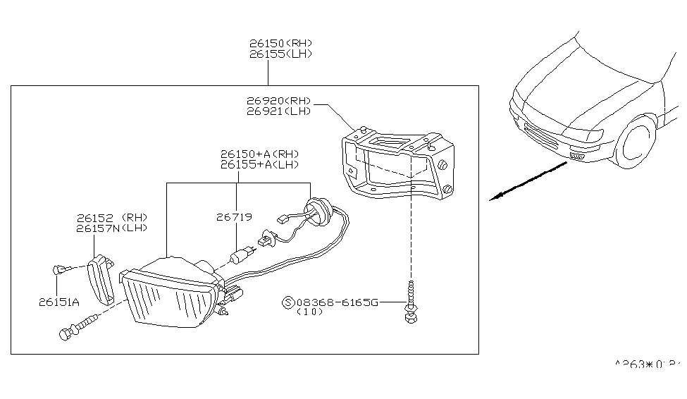 Nissan 26155-0L700 Lamp Assembly-Fog,LH