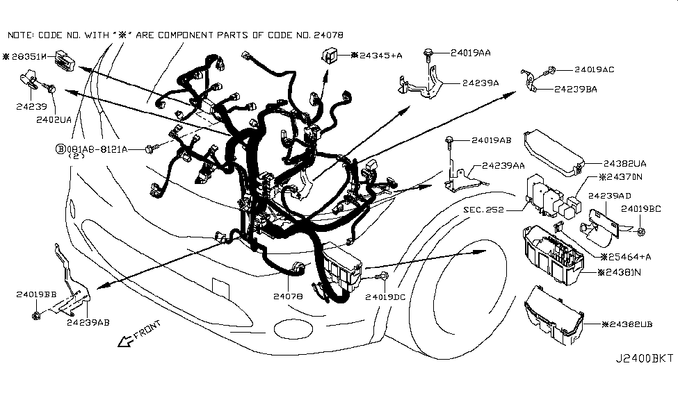 Nissan 24230-4BB0A Bracket-Engine Room Harness