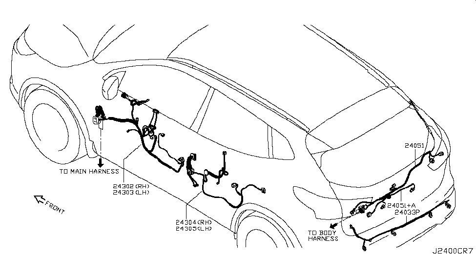 Nissan 24093-6MM0A Harness-Sub,Rear Bumper