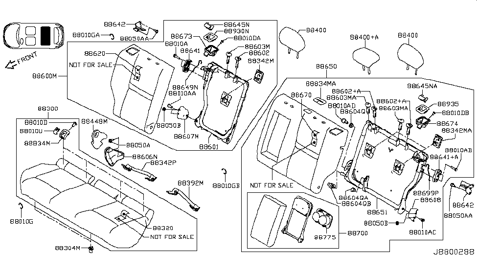 Nissan 88608-6MA0A Bracket Assembly-Rear Seat Back,Side LH