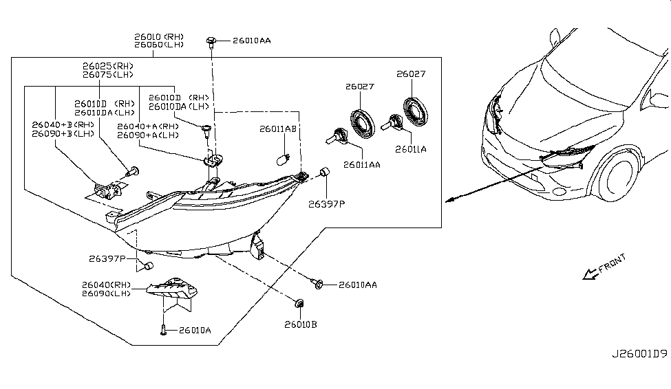 Nissan 26092-6MA2A Bracket Assembly-Head Lamp, LH