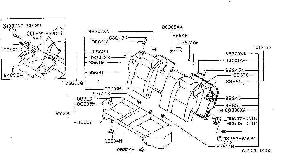 Nissan 88300-F4303 Cushion Assy-Rear Seat