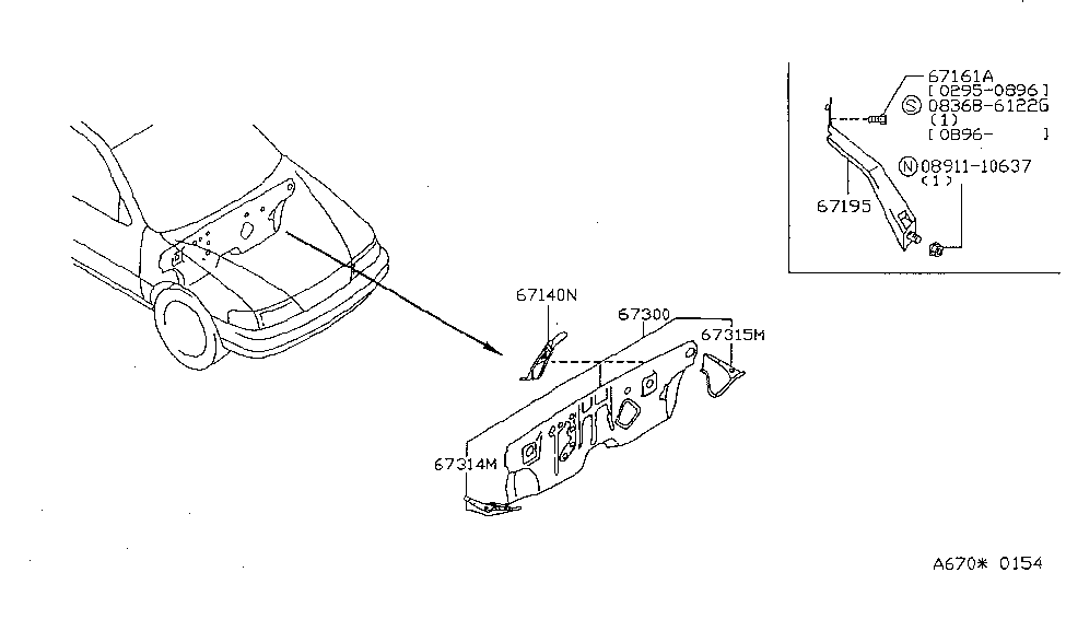 Nissan 67315-65Y30 Patch-Dash Lower,L