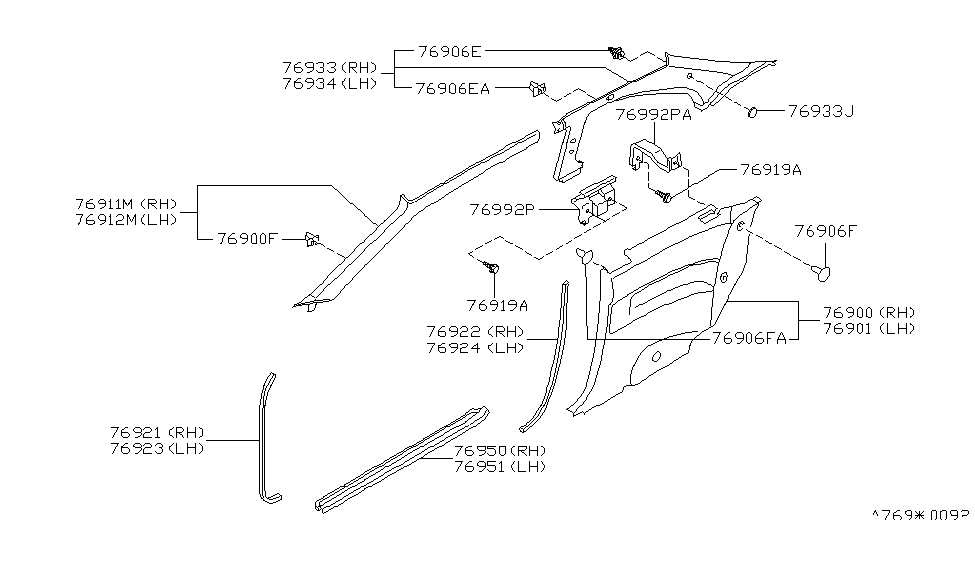 Nissan 76992-65F00 Bracket-Rear Side