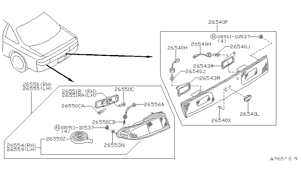 Nissan 26556-65F00 Socket & Back Cover Assembly