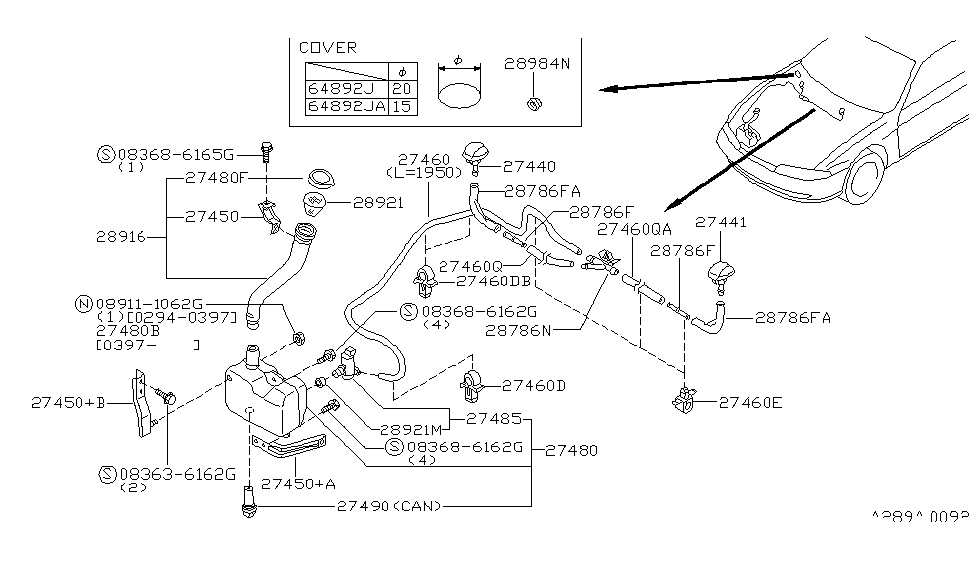 Nissan 28926-65F00 Bracket Assy-Washer Tank