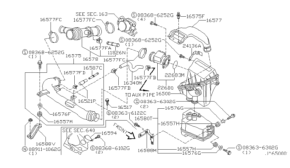 Nissan 16588-65F00 Bracket-Tube & Duct