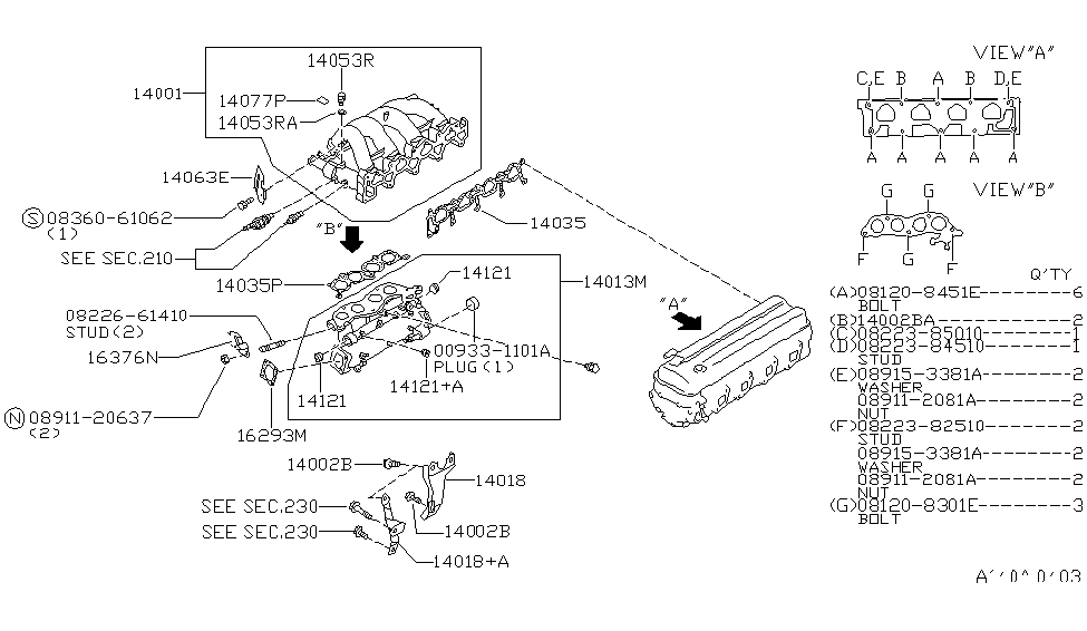 Nissan 14018-70F10 Support-Manifold