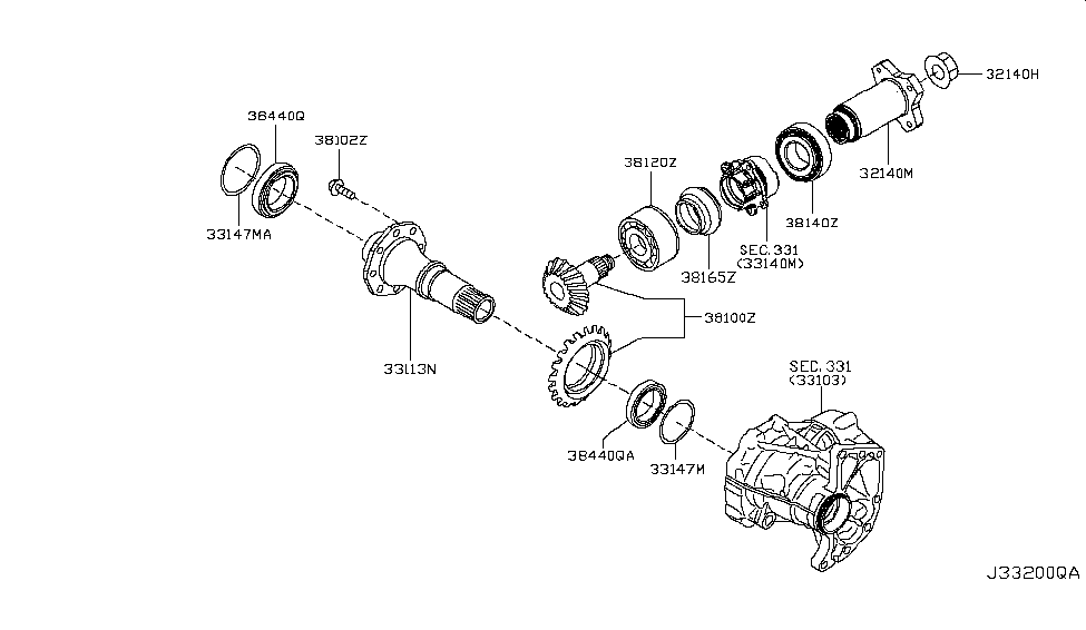 Nissan 33113-6CA0A Gear-Ring, Transfer