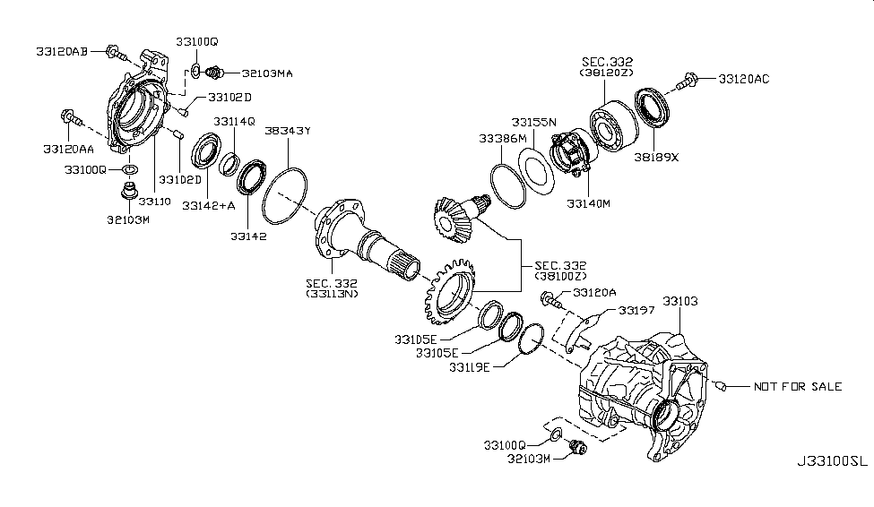 Nissan 33140-6CA0A Sleeve PINION Shaft