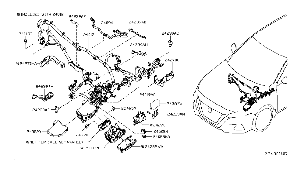 Nissan 24239-6CA1E Bracket-Engine Room Harness