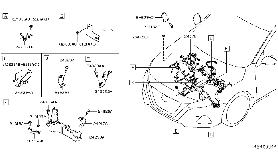 Nissan 25238-6CA0D Bracket-Engine Room Harness