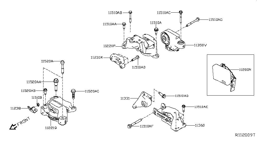 Nissan 11280-6CB0A Controller Assy-Engine Mounting