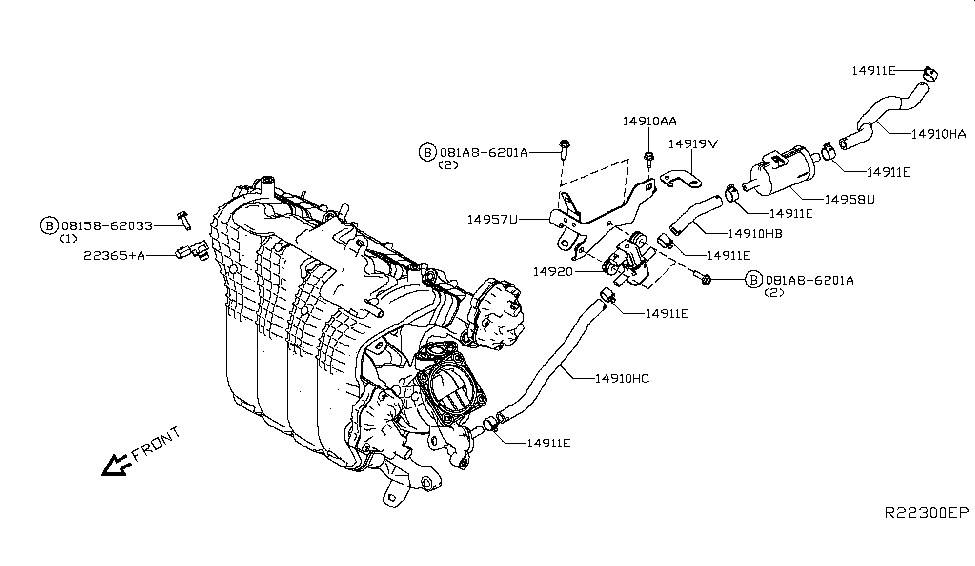 Nissan 14919-6CA0A Bracket Hose