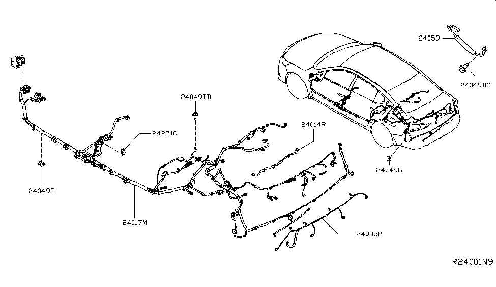 Nissan 24093-6CS0A Harness CONER Sen Rear